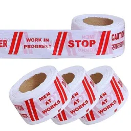 Singhal 200m 3 inch Red &a; White Polyethylene Caution Tape (Pack of 2)-picture-9