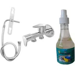 Senkiddpro Stainless Steel Chrome Finish Wall Mounted Two Way Angle Cock Set with Jet Spray &a; Tap Shiner-image-37
