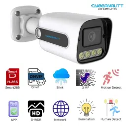 Cybernautt 3MP Full HD Indoor &a; Outdoor Network IP Combo Kit with 10Ch NVR, 4Bullet HD Camera, 4Ch POE, 100m Copper LAN Cable, Connector &a; 1TB HDD image 3