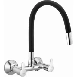 Gold Bell Mark Brass Black &a; Silver Wall Mounted Chrome Finish Sink Mixer-8