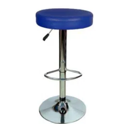 Rajpura Blue Chrome Base Metal Cushion Bar Stool with Footrest-image-28