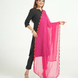 Poly Chiffon Embroidered Pink Women Dupatta-image-10