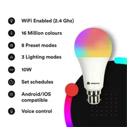 Zunpulse B22 12W Wifi Enabled Smart LED Bulb image 4
