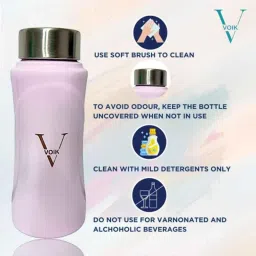 VOIK 500ml Stainless Steel Pink Kids Water Bottle with Screw Cap, P-KIDDO image 2