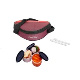 Carrolite 600ml Triangle Cherry &a; Black Plastic Lunchbox, Black_P-18 (Pack of 5)-image-46