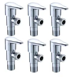 ZAP Prime Brass Chrome Finish Angle Cock Valve for Bathroom &a; Kitchen with Wall Flange (Pack of 6)-24