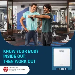 Omron HN 300T 150kg Tempered Glass Ultra Thin Bluetooth LCD Display Automatic Digital Weight Scale image 3