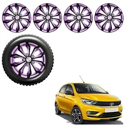 Auto Pearl 4 Pcs 14 inch Black Voilet ABS Press Type Hubcap Wheel Cover Set with Retention Ring for Tata Tiago2020XTXZ-image-72