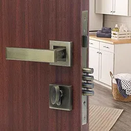 Saze Rose Stainless Steel Antique Brass Finish One Side Key Mortise Door Lock Handle Set with 3 Keys, LB-1007-image-91