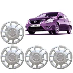 Auto Pearl 4 Pcs 15 inch ABS Silver Press Fit Wheel Cover Set for Nissan Sunny-27