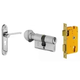 Dorset HL Series Reny 60mm Stainless Steel Silver Gold Finish Door Handle Lock Set with Knob &a; Key (Pack of 3)-picture-24