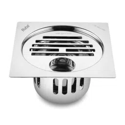 Ruhe 5x5 inch Stainless Steel 304 Glossy Finish Square Flat Cut Floor Drain with Hole &a; Cockroach Trap, 16-0307-15-picture-23
