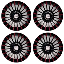 Prigan 4 Pcs 14 inch Polypropylene Black &a; Red Wheel Cover Set for Ford Figo T1, Marvel Black Red 14-picture-13