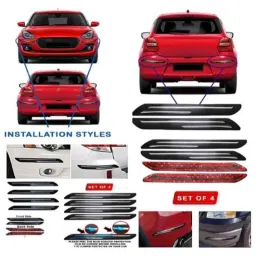 SureStrive 4 Pcs Rubber Black Bumper Guard Set with Double Chrome Line for Mahindra Verito All Model, BLACKRUBBER_BP_49 image 3