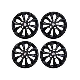 Auto Pearl 4 Pcs 12 inch Black High Grade ABS Press Type Hubcap Wheel Cover Set with Retention Ring for All Cars-17