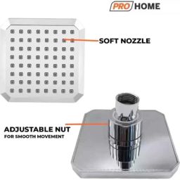 ProHome 4 inch Plastic Silver Chrome Finish Square Overhead Shower with 3 Spray Modes image 3