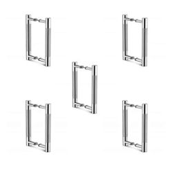 Implemental 2 Pcs 10 inch Stainless Steel Silver H Type Glass Door Handle Set (Pack of 5)-1