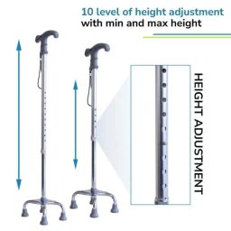 Everactiv 10 Level Height Adjustable Quadripod Aluminium Walking Stick, EWS02 image 3