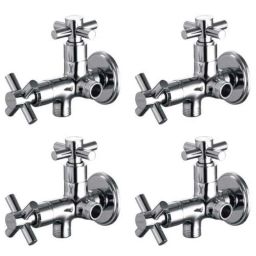 Drizzle Corsa 4 Pcs 2 in 1 Brass Chrome Finish Silver Angle Valve Set, AAC2IN1CORSA4-32