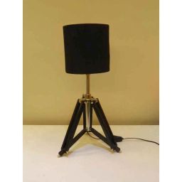 Tucasa Mango Wood Black Tripod Table Lamp with Polycotton Black Shade, P-33-image-93