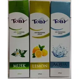 Toby 3 Pcs 270ml Musk, Lemon &a; Aqua Long Lasting Fragrance Air Freshener Spray Set-image-97