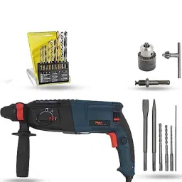 Hillgrove 1200W Forward &a; Reverse Rotation Hammer Impact Drill Machine with Drill Chuck, SDS Adapter, 5 Pcs SDS Plus Bit &a; 9 Pcs Drill Bit, HGCM1237-25
