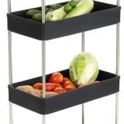 4 Compartments Plastic Kitchen Storage Trolley Plastic Black Plastic Kitchen Trolley-12