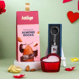 Heart Shaped Candle With Keychain N Chocolates-picture-29