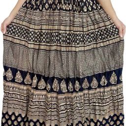 Women Printed Gathered Black Skirt-image-22