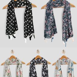 Printed, Polka Print, Floral Print Chiffon Women Multicolor Scarf, Stole, Fancy Scarf-image-37