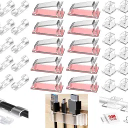 MOXWARE 10+10+10pcs Strong Cable Management Clips Combo Wire Organizer Cord Hook 3m VHB Cable Protector-image-83
