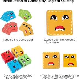crazybuy Face Changing Puzzles Emotion Change Toy with 16 Face Cube and 72 Cards image 2