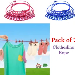 Cloth Drying Rope | Portable Travel Clothesline | Retractable (PACK of 2) Nylon, Stainless Steel Retractable Clothesline-image-86