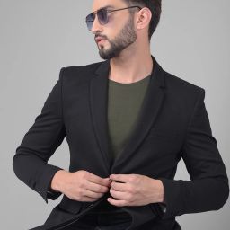 Men Solid Single Breasted Casual Blazer-image-48