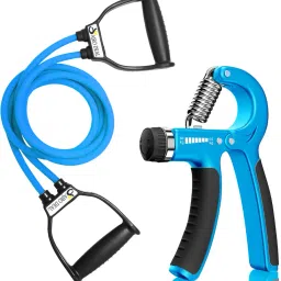 Combo of 2 -Double Toning Tube Resistance Tube ,R Hand Grip Hand Exerciser. Resistance Tube-25