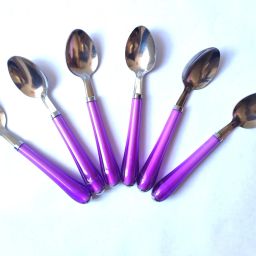 Dining Table Spoon 6-Pieces Set for Kitchen and Dining Table Steel with Shiny Multi colour Plastic Handle Spoon Set for Home and Kitchen (Set of 6) Pack of 1 (Multi colour ) Steel Table Spoon Set (Pack of 6) Steel Table Spoon Set-31