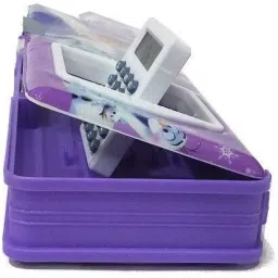 khilonewala Multipurpose Pencil Compass Box with Calculator & Dual Sharpner, Random Desing Will Be Sent For Kids Art Plastic Pencil Box image 2