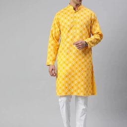 Men Cotton Blend Kurta Pyjama Set-image-64