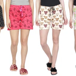 Pack of 4 Printed Women Multicolor Basic Shorts-image-28