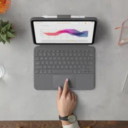 Logitech Combo Touch for iPad (10th gen) Smart Connector Handheld Tablet Keyboard Compatible with Desktop, Laptop, Mac stand support image 4