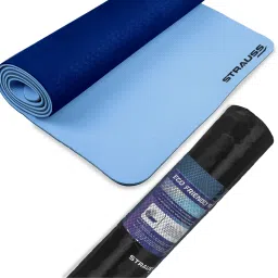 TPE Eco-Friendly Dual Layer Yoga Mat for Men & Women with Carry Bag Blue 6 mm Yoga Mat-image-35