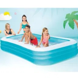 Deluxe (IND*51) Blue Rectangular Family Pool inflatable swimming With Free Pump Inflatable Swimming Pool-image-94