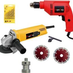 10MM DRILL MACHINE| 4INCH ANGLE GRINDER| 13PCS DRILL BIT| 2 DIAMOND BLADE| ATOOL Power & Hand Tool Kit-image-49