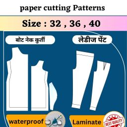 2 Count Boat Neck kurti + Ladies Pant Dress cutting Pattern | All size 32 To 40 | Farma Cross Stitch Matte Cloth-image-29