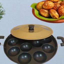 Appam Patra/Maker Hammer-Tone Coating Paniarakkal with Lid_64 Paniarakkal with Lid 1 L capacity 24 cm diameter-image-56