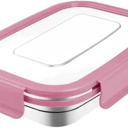 Trandy Stainless Steel Food Tiffin, Set of (850ml and 250ml ) Pink 2 Containers Lunch Box-3
