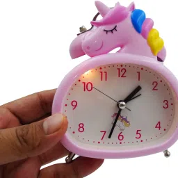 Analog Pink Unicorn Alarm clock with Night Light Clock-1