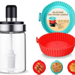 2 Pack Air Fryer Tray, With Glass Jar Kitchen Tool Set-image-72