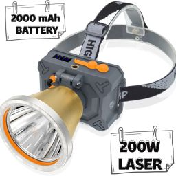 200 Watt Laser Rechargeable Head Lamp 3 Blink Mode Aluminum Body 4000mAh Battery 5 hrs Torch Emergency Light-picture-21