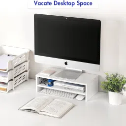 UniAart 2 Tiers Wood Desk Shelf Computer Screen Stand with Storage for Desktop 2 Tiers Wood Desk Shelf Computer Screen Stand with Storage for Desktop Laptop Stand image 3